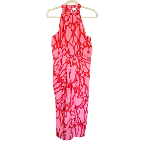Gilli Vibrant Halter Dress Bright Red and Pink Summer Resort Travel Tropical - Picture 1 of 14
